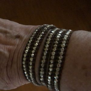 Silver and Leather wrap bracelet